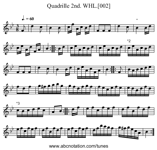 Quadrille 2nd. WHL.[002] - staff notation