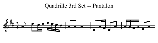 Quadrille 3rd Set -- Pantalon - staff notation