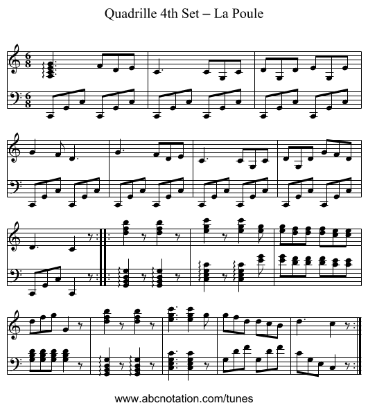 Quadrille 4th Set – La Poule - staff notation