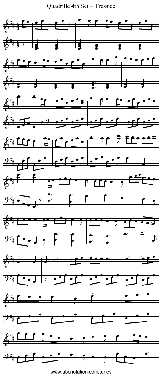 Quadrille 4th Set – Tréssice - staff notation