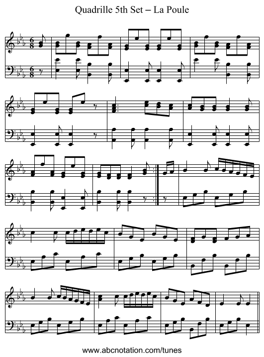 Quadrille 5th Set – La Poule - staff notation