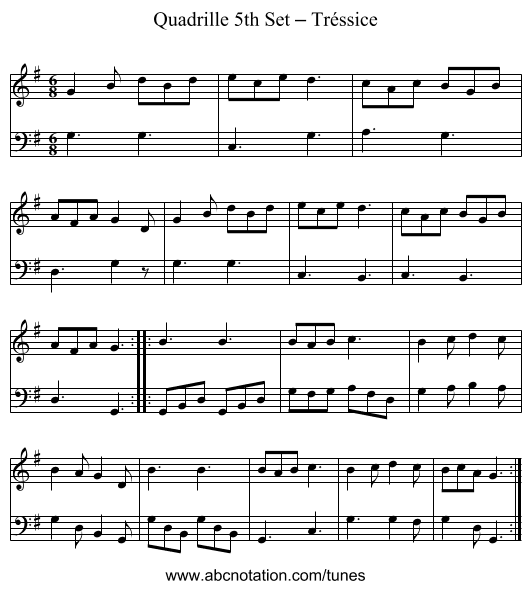 Quadrille 5th Set – Tréssice - staff notation