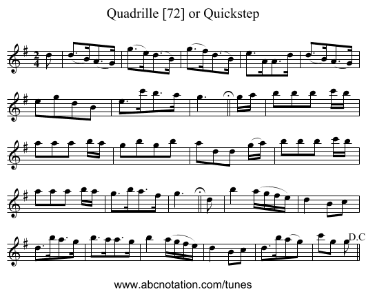 Quadrille [72] or Quickstep - staff notation