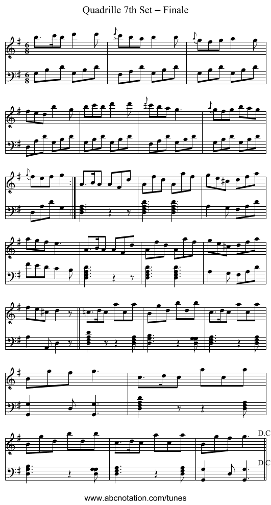 Quadrille 7th Set – Finale - staff notation
