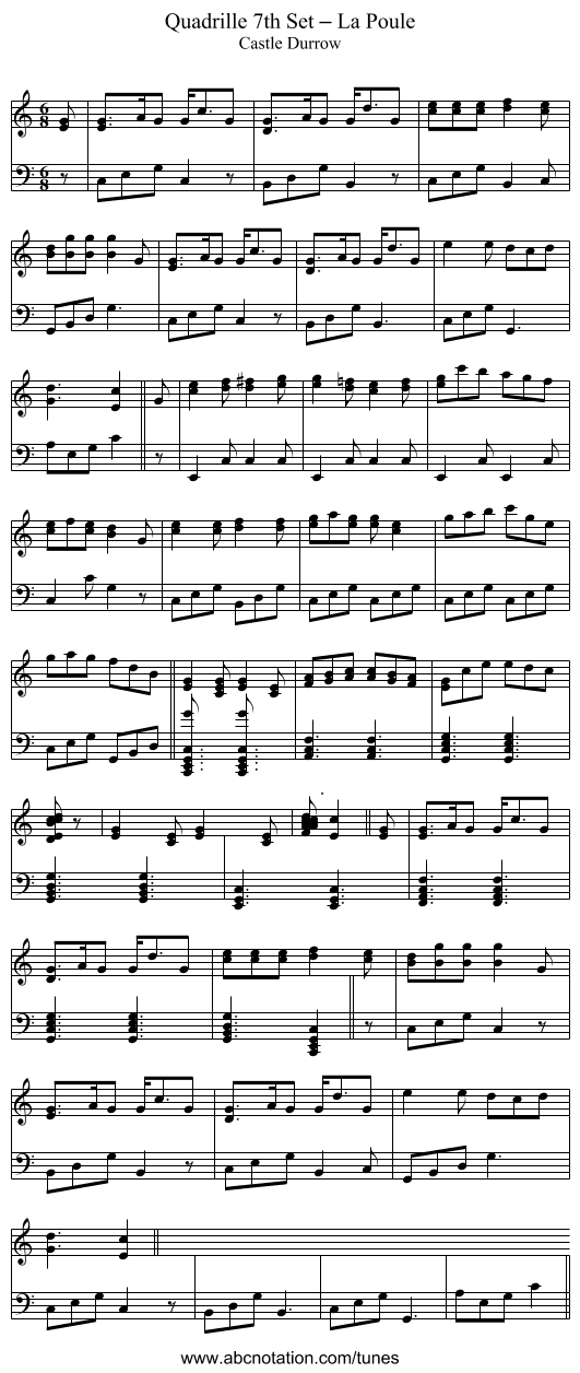 Quadrille 7th Set – La Poule - staff notation