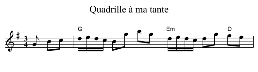 Quadrille à ma tante - staff notation