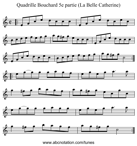 Quadrille Bouchard 5e partie (La Belle Catherine) - staff notation
