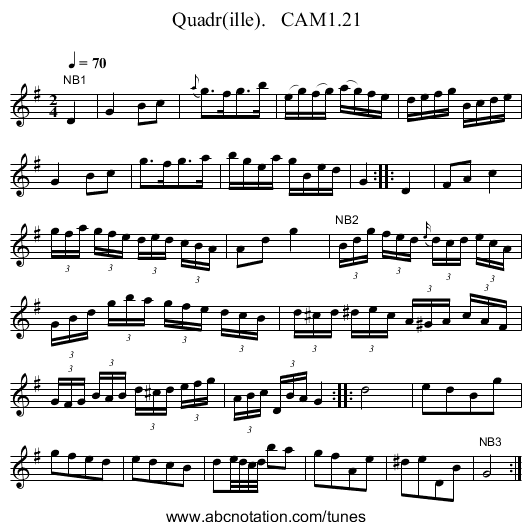 Quadr(ille).   CAM1.21 - staff notation