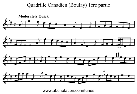 Quadrille Canadien (Boulay) 1ère partie - staff notation