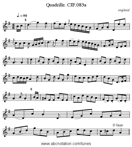 Quadrille. CJF.083a - staff notation