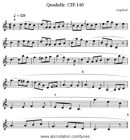 Quadrille. CJF.140 - staff notation