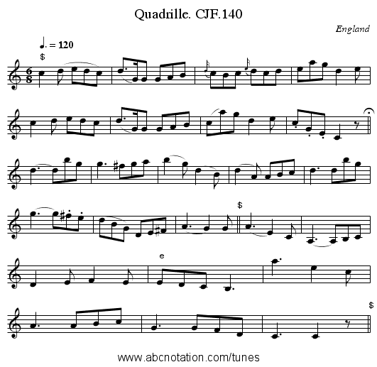 Quadrille. CJF.140 - staff notation