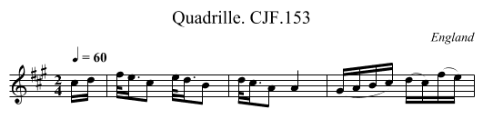 Quadrille. CJF.153 - staff notation