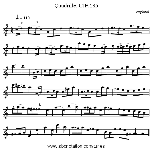 Quadrille. CJF.185 - staff notation