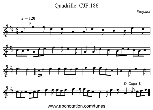 Quadrille. CJF.186 - staff notation
