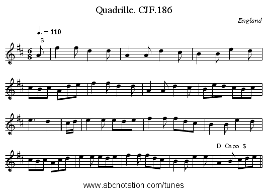 Quadrille. CJF.186 - staff notation
