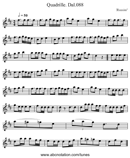 Quadrille. Dal.088 - staff notation