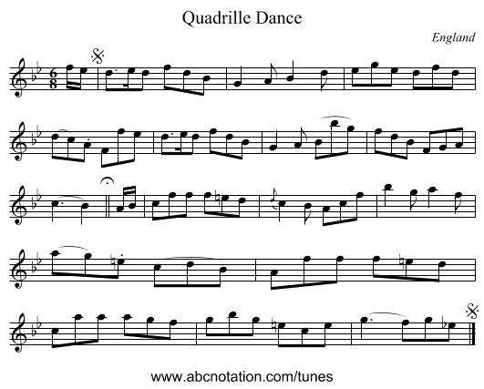 Quadrille Dance - staff notation
