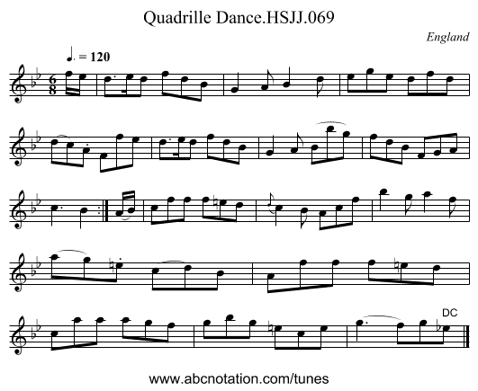 Quadrille Dance.HSJJ.069 - staff notation