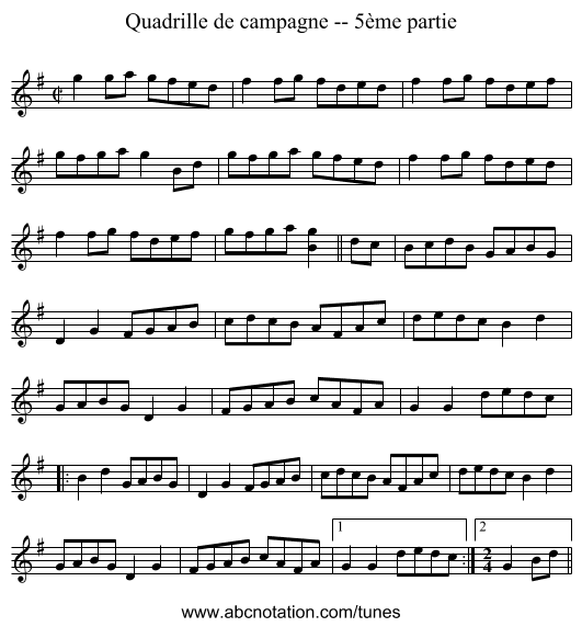 Quadrille de campagne -- 5ème partie - staff notation