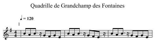 Quadrille de Grandchamp des Fontaines - staff notation