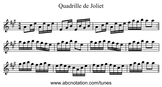 Quadrille de Joliet - staff notation