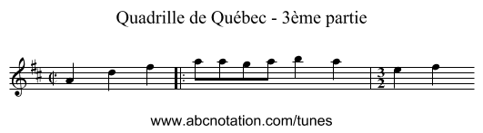 Quadrille de Québec - 3ème partie - staff notation