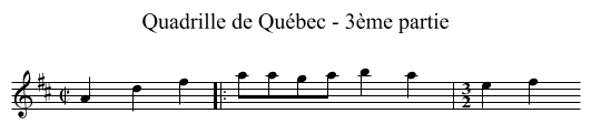 Quadrille de Québec - 3ème partie - staff notation