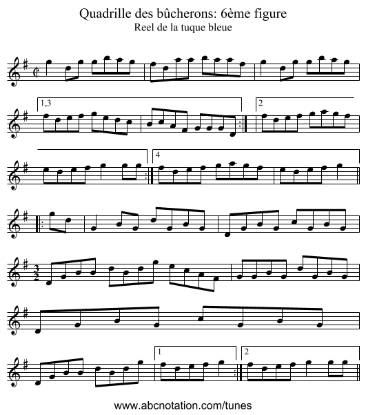 Quadrille des bûcherons: 6ème figure - staff notation