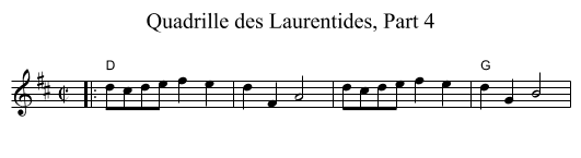 Quadrille des Laurentides, Part 4 - staff notation