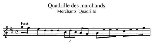 Quadrille des marchands - staff notation