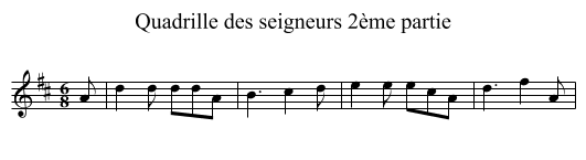 Quadrille des seigneurs 2ème partie - staff notation