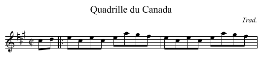 Quadrille du Canada - staff notation