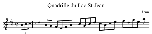 Quadrille du Lac St-Jean - staff notation