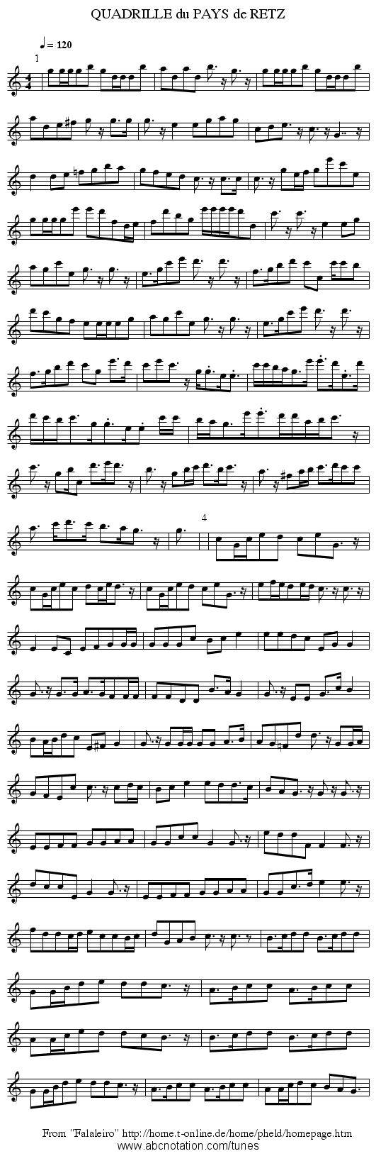 QUADRILLE du PAYS de RETZ - staff notation