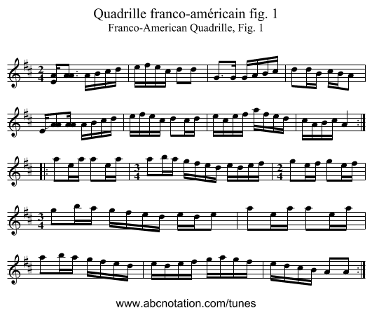 Quadrille franco-américain fig. 1 - staff notation