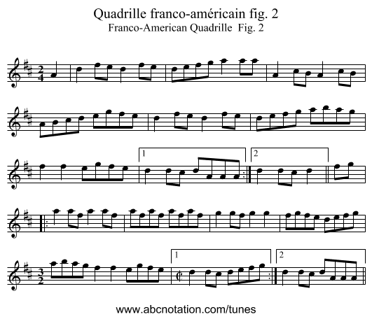 Quadrille franco-américain fig. 2 - staff notation