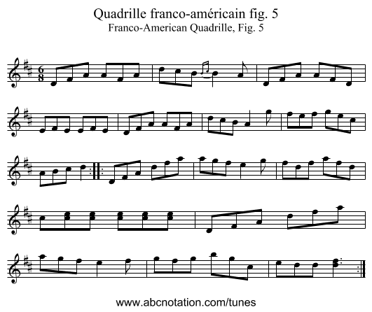 Quadrille franco-américain fig. 5 - staff notation
