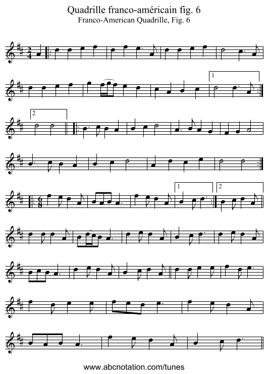 Quadrille franco-américain fig. 6 - staff notation