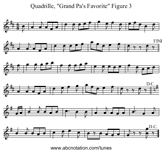 Quadrille, Grand Pa's Favorite Figure 3 - staff notation