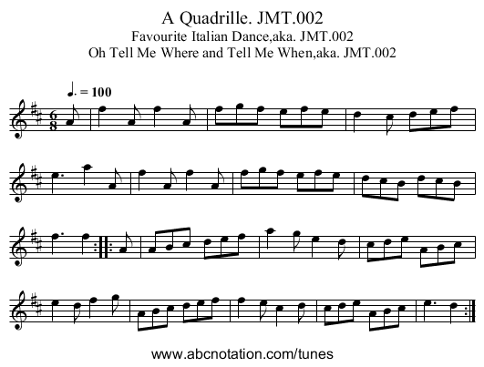 Quadrille. JMT.002, A - staff notation