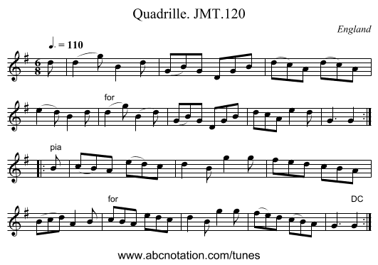 Quadrille. JMT.120 - staff notation