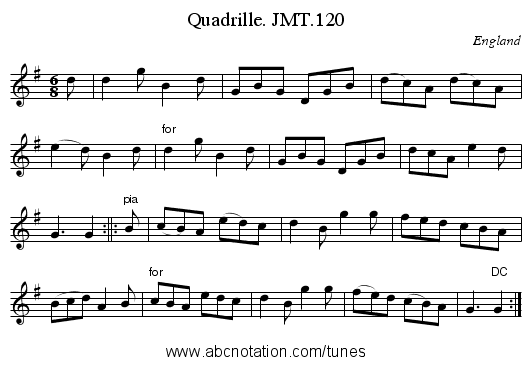 Quadrille. JMT.120 - staff notation
