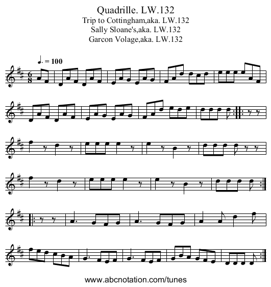 Quadrille. LW.132 - staff notation