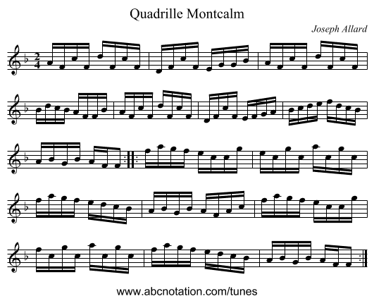 Quadrille Montcalm - staff notation