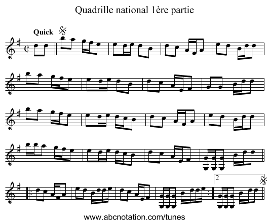 Quadrille national 1ère partie - staff notation