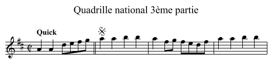 Quadrille national 3ème partie - staff notation