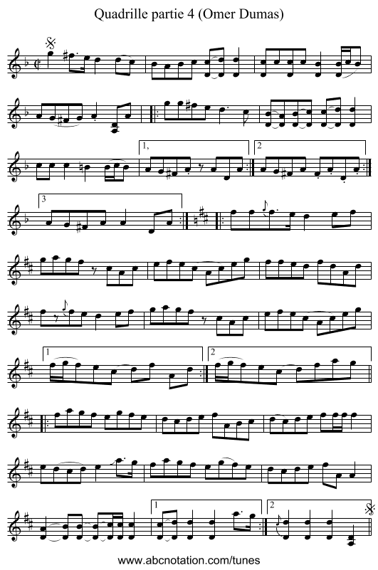 Quadrille partie 4 (Omer Dumas) - staff notation