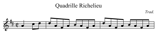 Quadrille Richelieu - staff notation