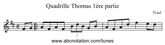Quadrille Thomas 1ère partie - staff notation